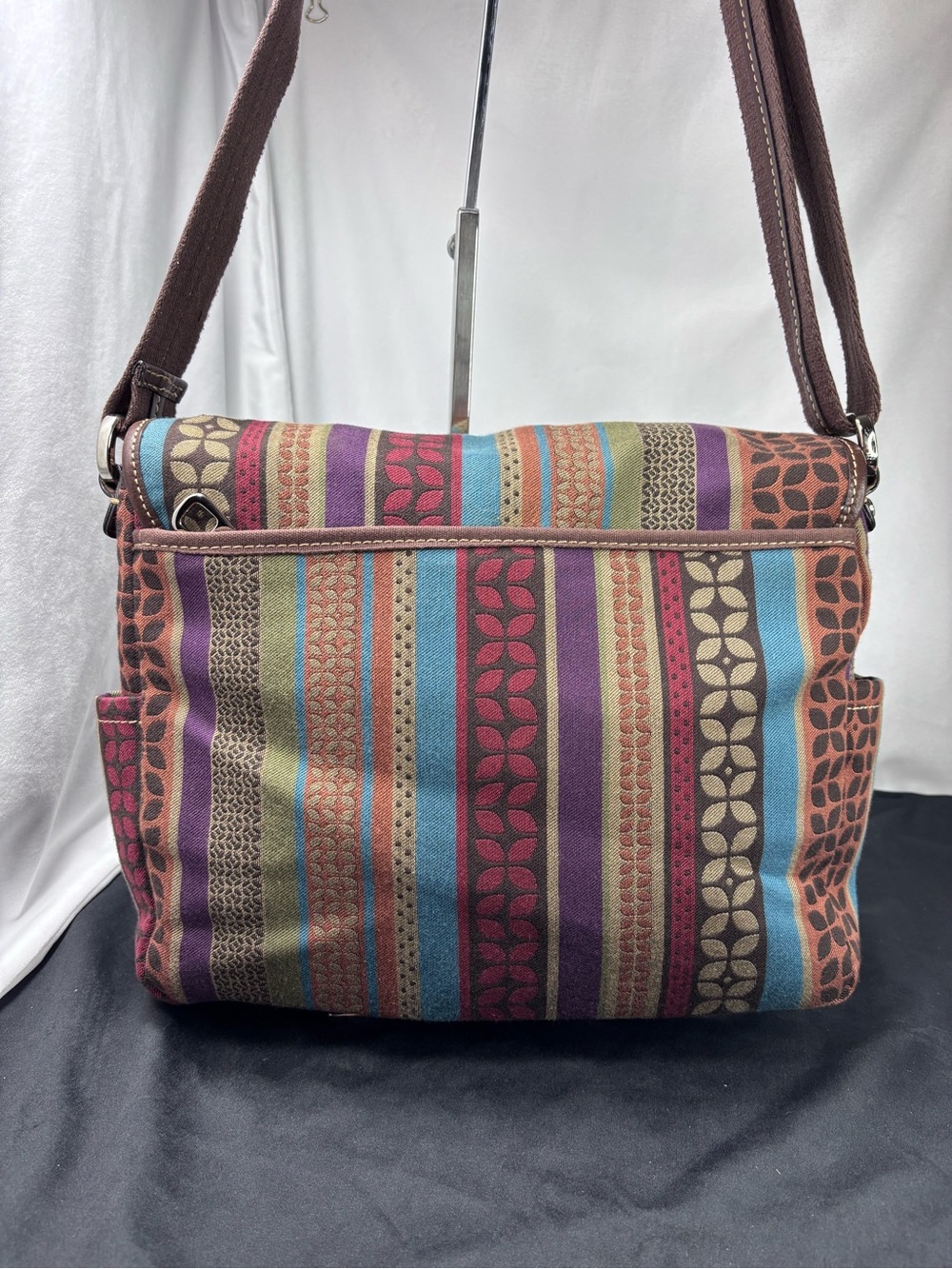 FOSSIL Vintage Y2K Multicolor Canvas Crossbody Messenger Bag Boho Festival - Picture 8 of 14